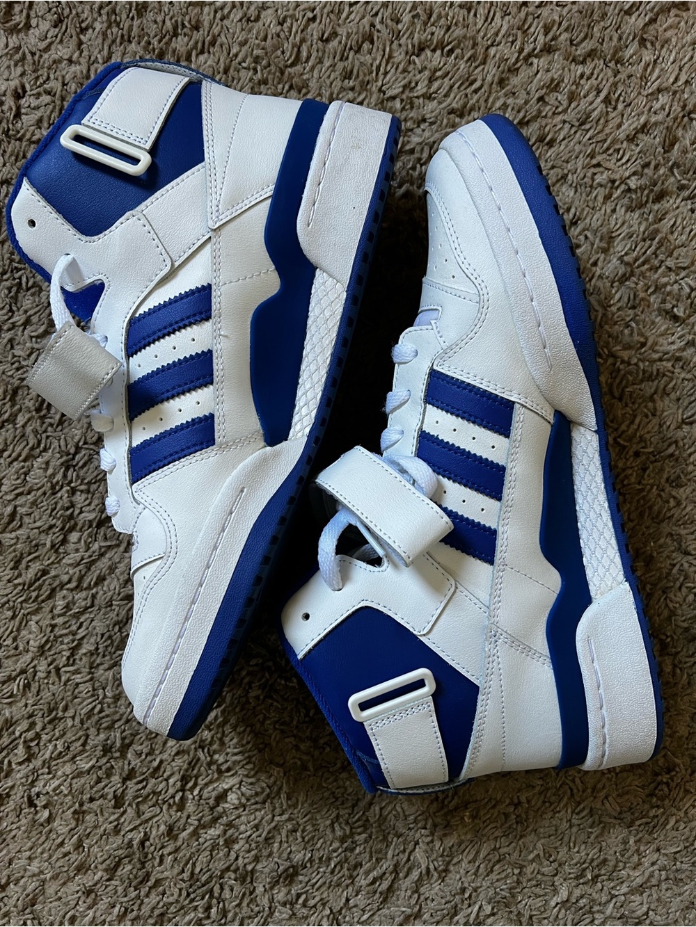 Adidas Men’s High-Top Sneakers in White and Blue